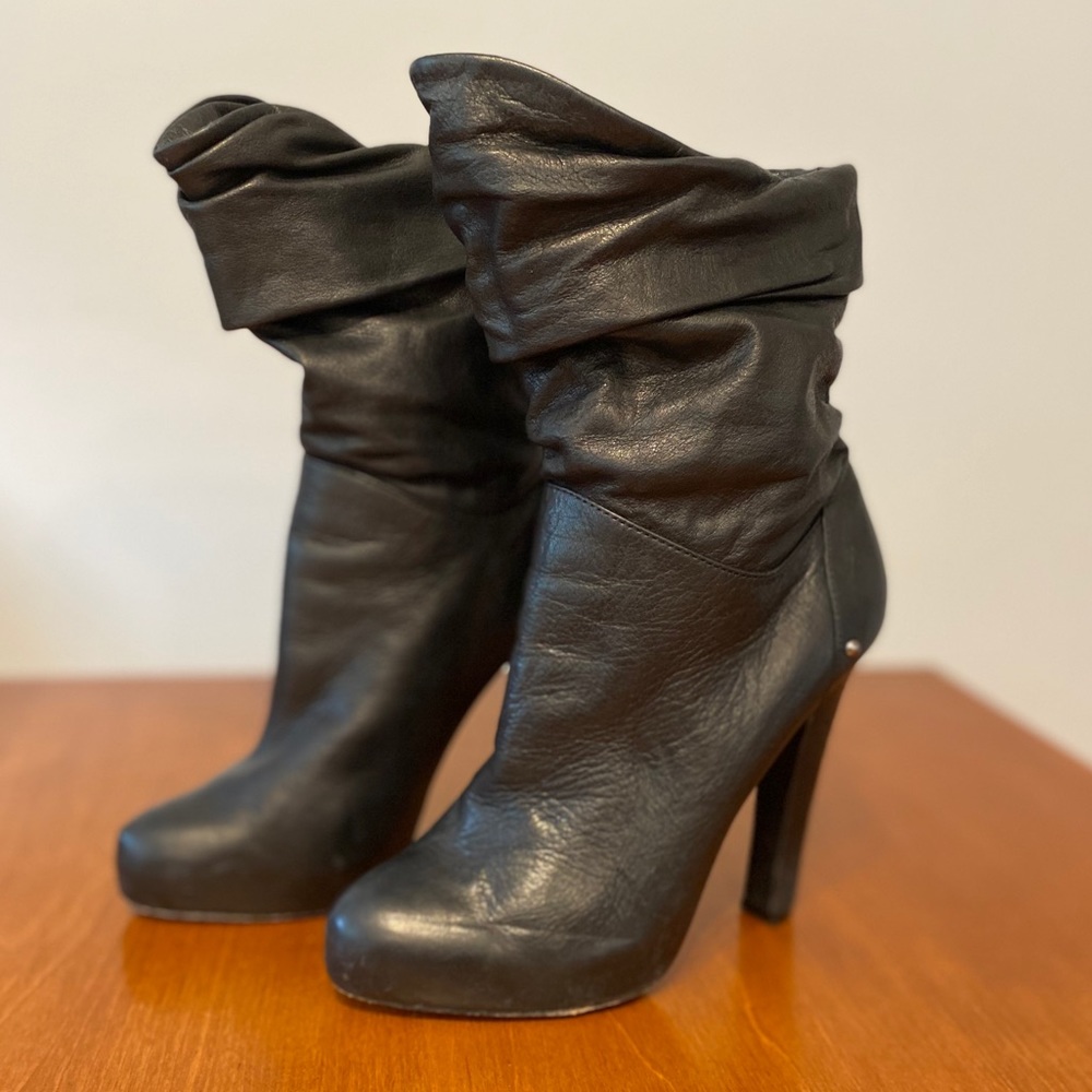 Genuine leather slouchy boots.